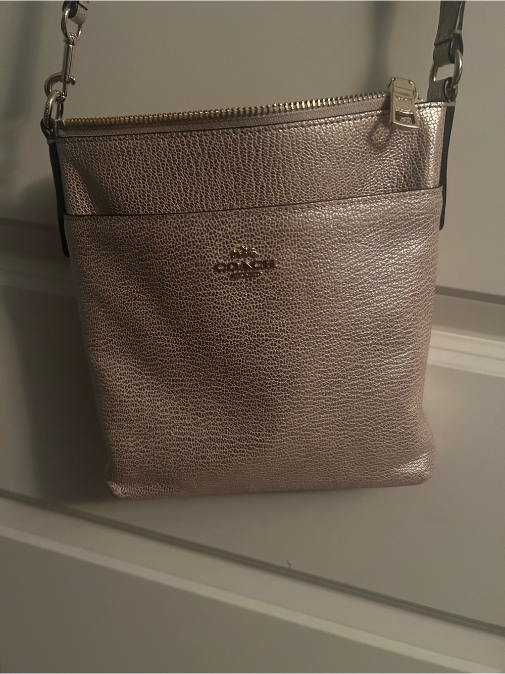 Coach Metallic Pebbled Leather Crossbody Bag